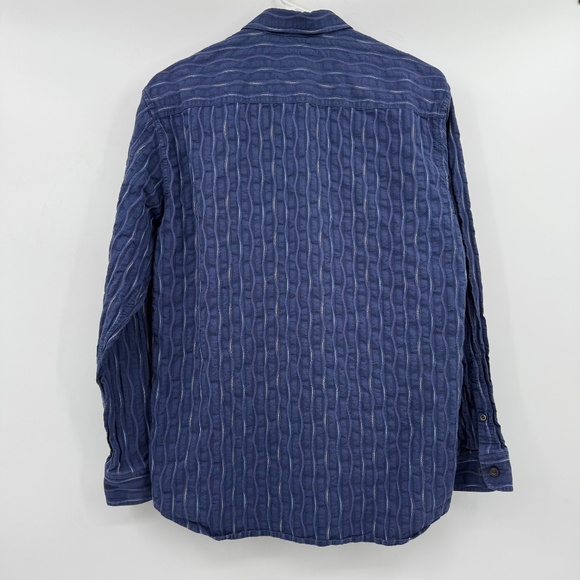 Tommy Bahama Shirt Men Medium Blue Long Sleeve Button Up Silk Blend Embroidered - Picture 5 of 11